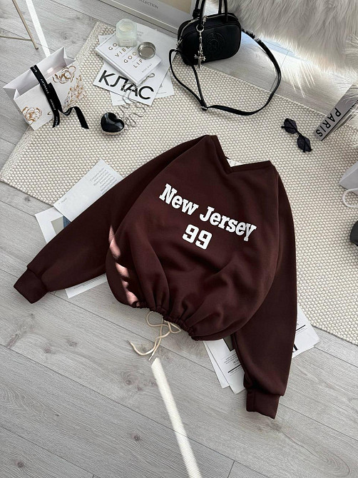 Унисекс базовый стильный свитшот трехнить на флисе Шоколад Одесса - изображение 7