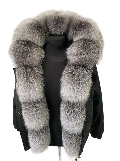 Бомбер жіночий з хутром блюфрост Чорний 54 Харків - фото 4