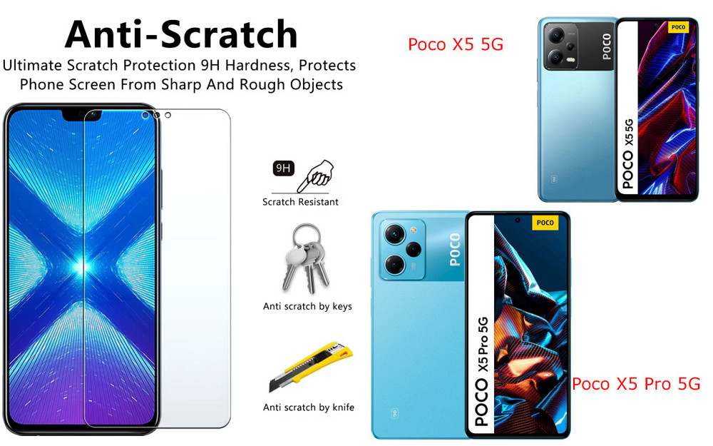 Защитное стекло NeoGlass для Poco X5 5G, Poco X5 Pro 5G – ультрапрозрачное и устойчивое Киев - изображение 1