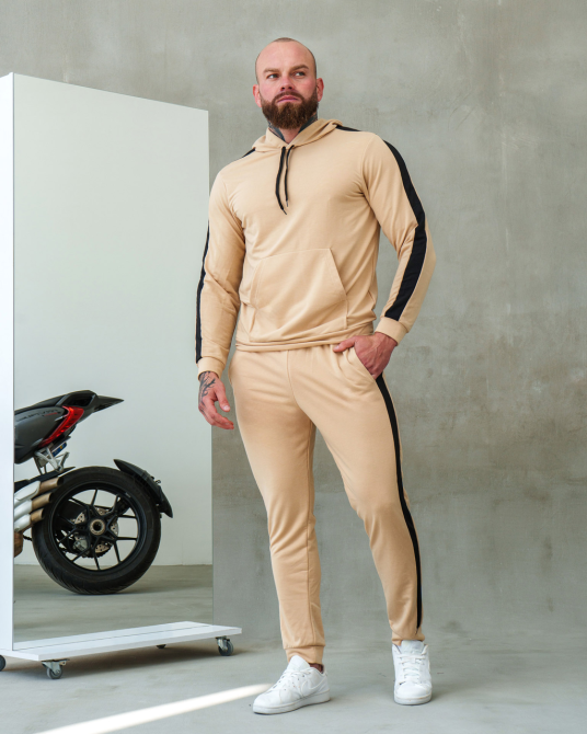 Костюм спортивний чоловічий лампаси весна Бежевийево-Чорний L Харків - фото 5