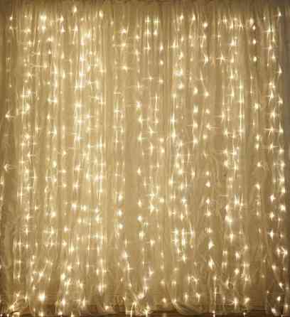 Гірлянда штора Водоспад 240 led велика лампа 3D Теплий білий світ 3м х 2м (силіконовий провід з подовженням) Київ