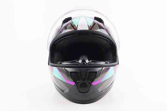 Шолом інтеграл, закритий (сертифікація DOT)+відкидні окуляри BLD-M67 L (59-60см), ЧОРНИЙ/ФІОЛЕТОВО-БІРЮЗОВИЙ Киев