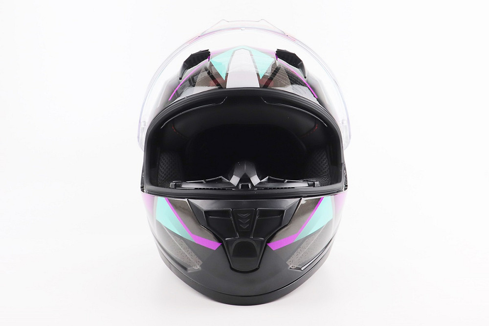 Шолом інтеграл, закритий (сертифікація DOT)+відкидні окуляри BLD-M67 L (59-60см), ЧОРНИЙ/ФІОЛЕТОВО-БІРЮЗОВИЙ Київ - фото 6