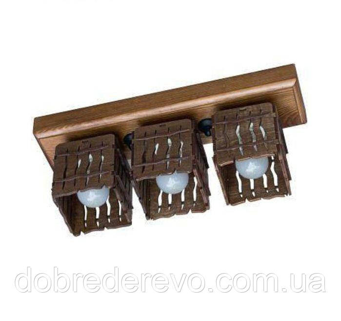 Люстра деревянная потолочная 3 плафона Вижница - изображение 1