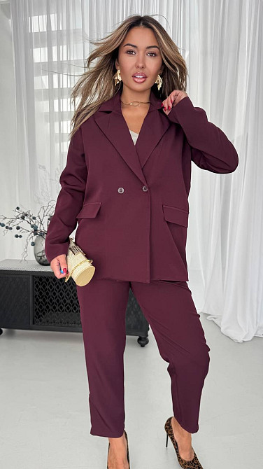 Женский стильный деловой костюм двойка креп-костюмка Марсала, 2XL-3XL Одесса - изображение 4