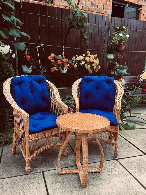 Крісла плетені з журнальним столом із лози | крісла плетені із лози | плетені столики крісла Київ - фото 6