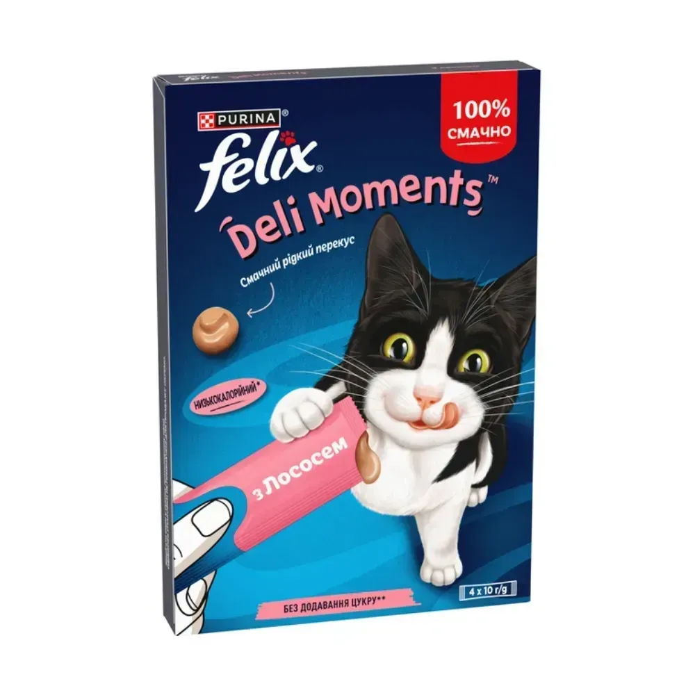 Ласощі для котів Фелікс Felix Deli Moments крем снеки зі смаком лосося 4 шт х 10 г Вінниця - фото 2
