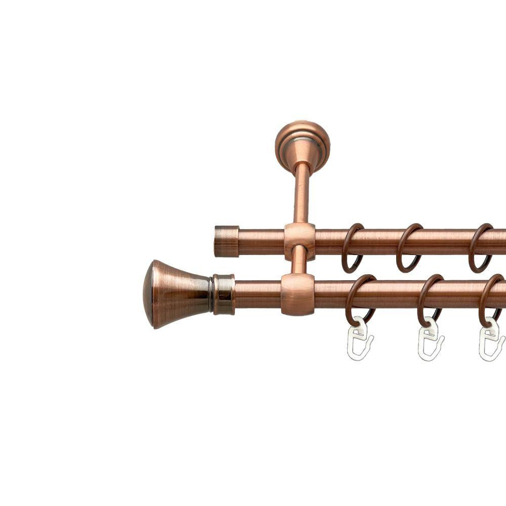 Карниз Orvit Люксор металевий дворядний литий гладка труба кільце металеве Мідь 16\16 мм 280 см (00-00019627) Львів - фото 1