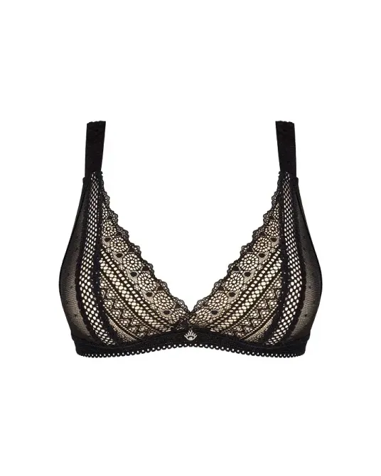 Мереживний бюстгальтер із трикутною чашкою Obsessive Estiqua bra XS/S, чорний, широкі лямки Львів - фото 3