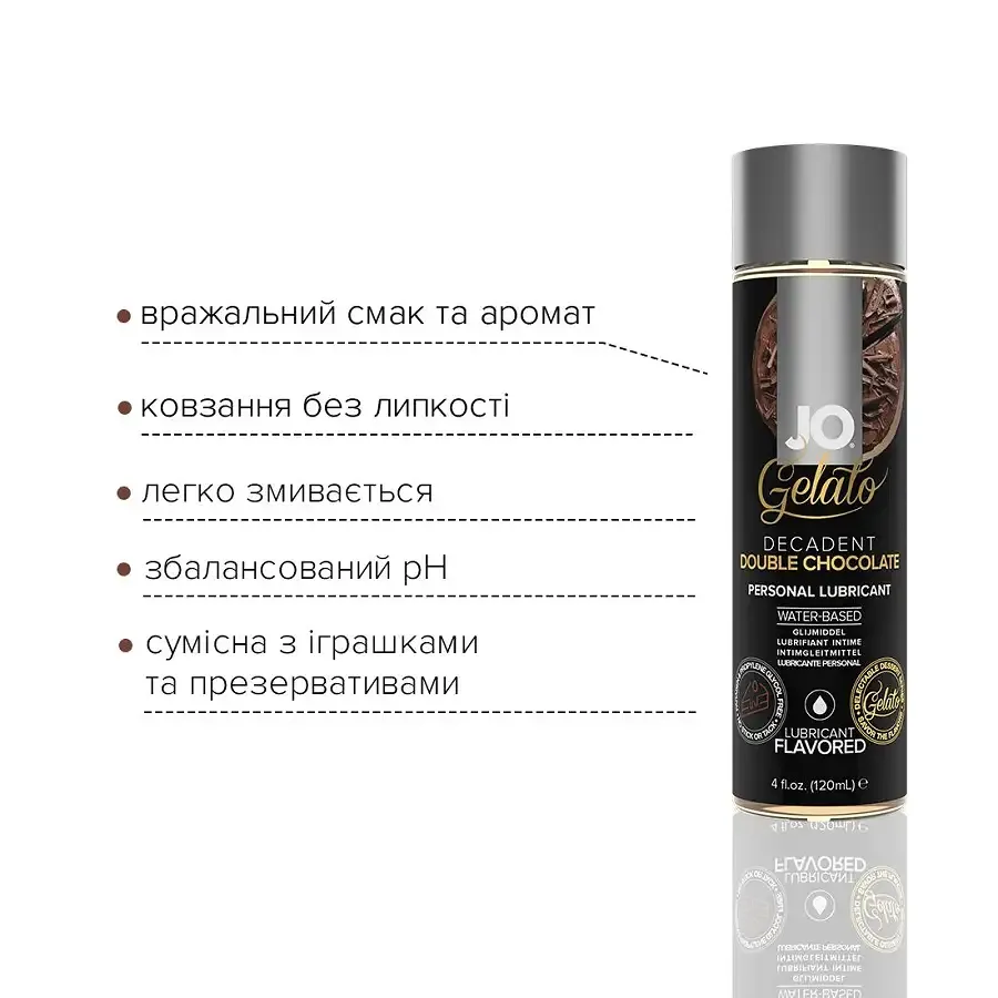 Змазка на водній основі System JO GELATO Double Chocolate (120 мл) без цукру, парабенів та гліколю Львів - фото 3