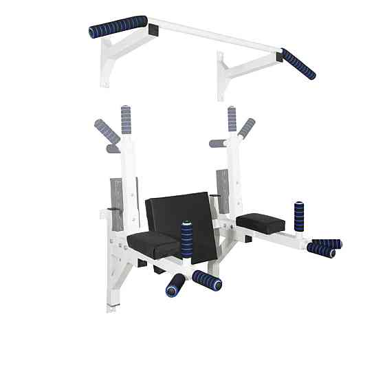 Турник брусья пресс стационарный 3 в 1 KZ-555 Спортивные стенки и турники для дома Белый Киев