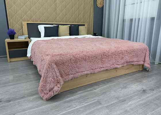 Плед-покривало 200х230 см (+-10см) Травка на овчині колір пудровий з білим (87-221) Київ