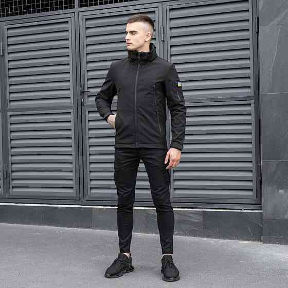 Куртка мужская демисезонная с капюшоном чёрная Pobedov Motive Киев