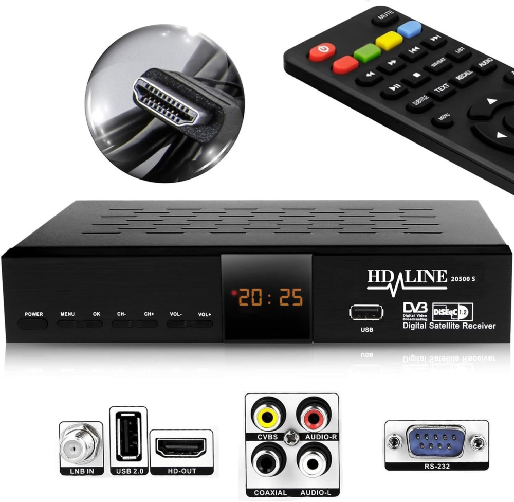 Супутниковий HD-ресивер HD-Line Echosat 20500 S: Full HD 1080p, HDMI, 2xUSB, DVB-S2, тюнер для Astra, Hotbird, Türksat Київ - фото 2