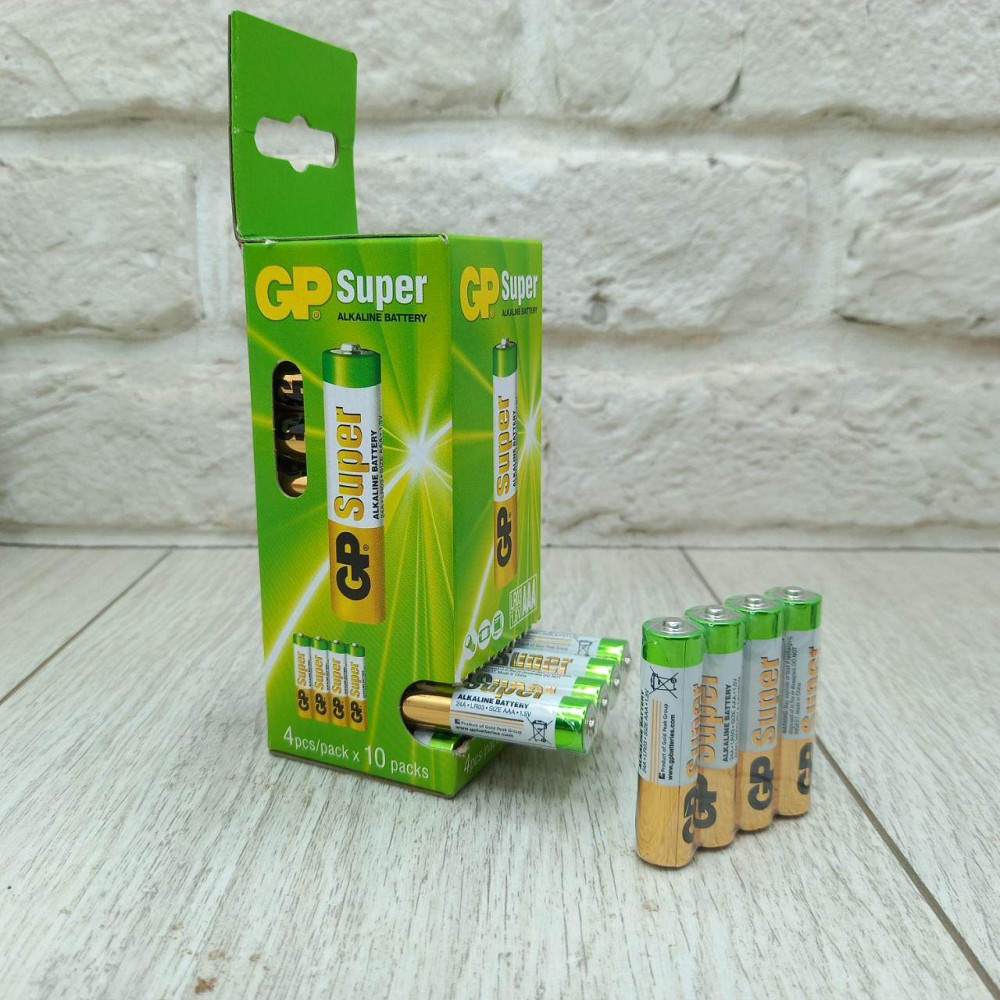 Батарейки GP Super Alkaline AAA/LR03 1.5V — щолочні міні пальчикові, упаковка 4 штуки Харків - фото 2