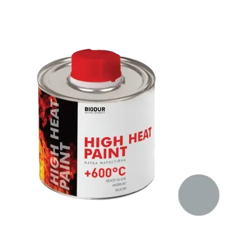 Емаль 200мл жаростійка срібний Biodur Житомир - фото 1