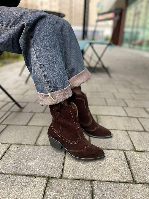 KATI SHOES Черевики жіночі демісезонні весна-осінь шоколадні, натуральна замша на підборах р. 3 Коломия - фото 2