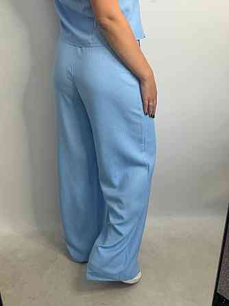 Лляний костюм-трійка в класичному стилі Блакитний XS-S Харків