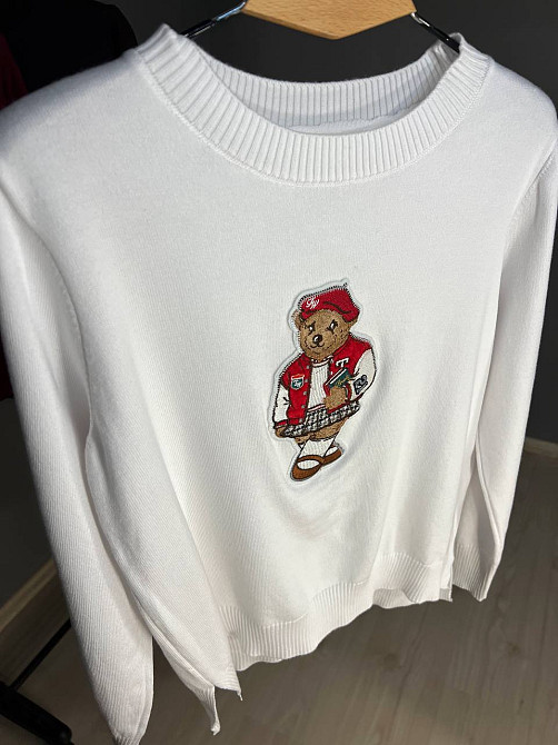 Свитер женский A-N 2609 с нашивкой медвежонок оверсайз базовый one size, белый, one size Киев - изображение 14