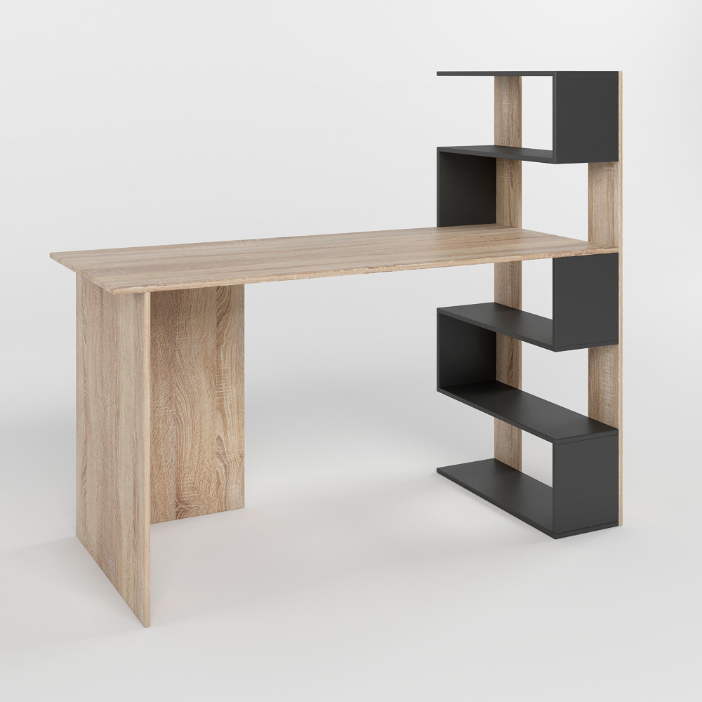 Cтол компьютерный с полками М-ЗОН Джеко 1416P правый Сонома/Антрацит (MZN-031030) Львов - изображение 2