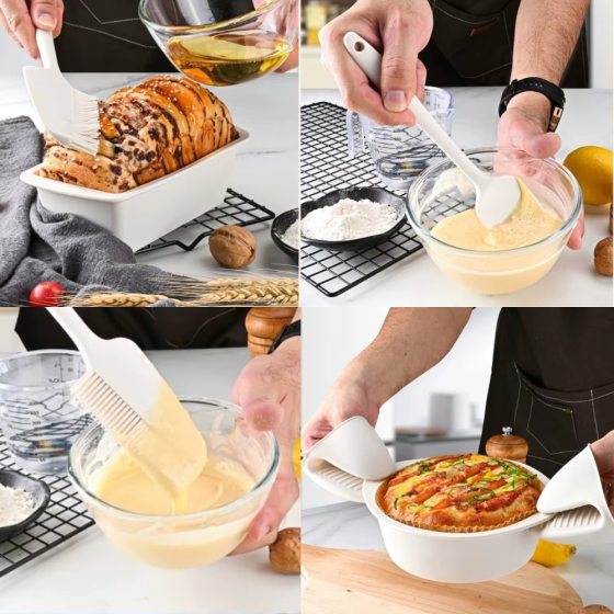 Набор формы силиконовые для выпечки 22 штук,комплект кухонных пренадлежностей с прихватками,цвет бежевый Каменец-Подольский