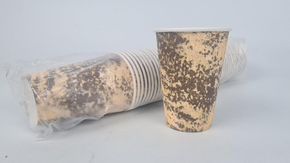 Склянки паперові одноразові 340 мл Юніта бежево-коричневий h11 (50 шт.) Харків - фото 1