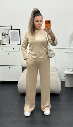 Костюм двійка — лонгслів з драпіруванням + брюки Одеса