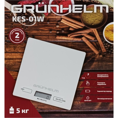 Весы кухонные Grunhelm KES-01W Винница - изображение 3
