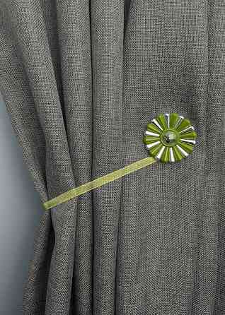 Магніти для штор і гардин Хризантема набір 2 шт Оливковий з сріблястим (81-300) Київ