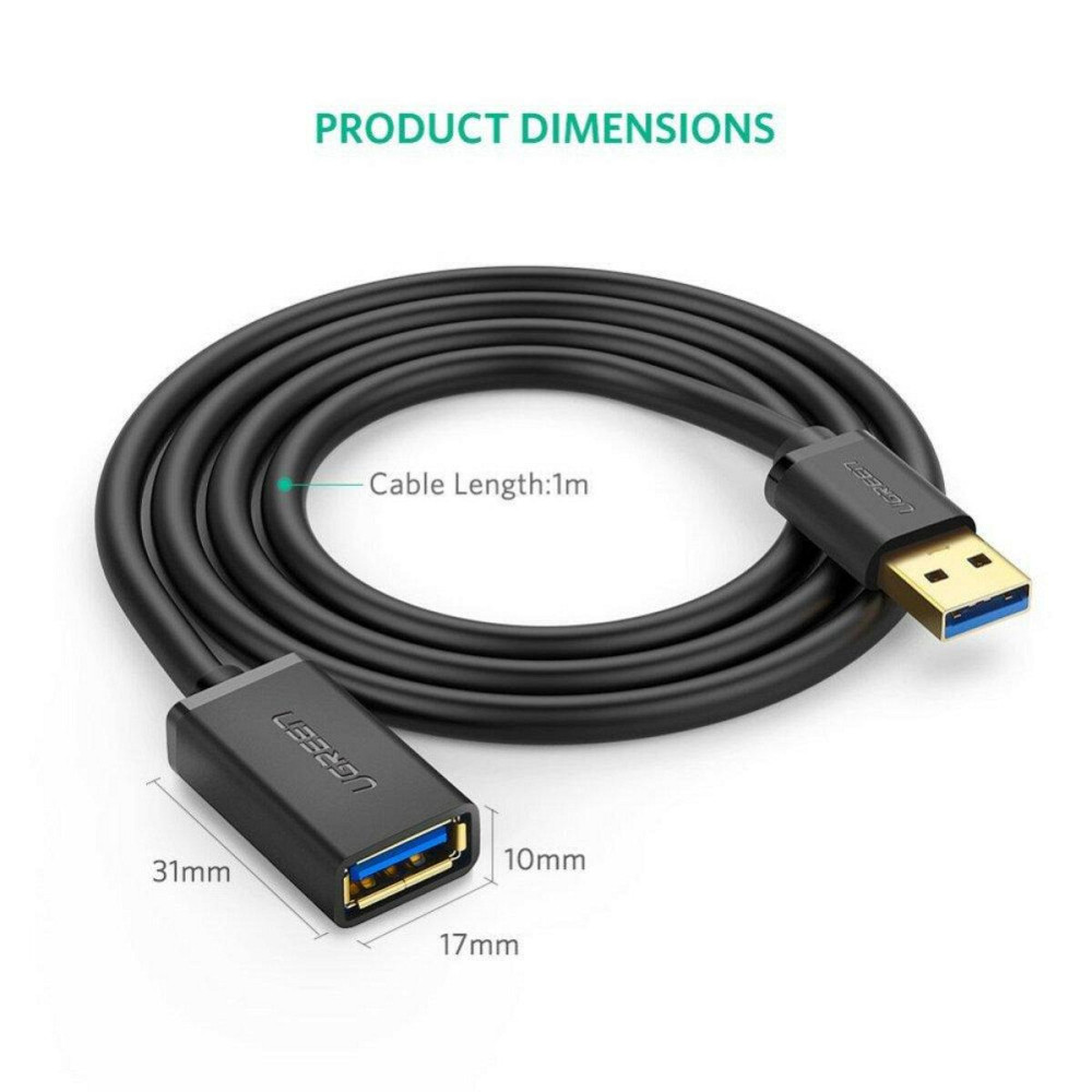 Подовжувач UGREEN US129 USB 3.0 Extension "тато" Cable 1m, колір чорний UGR-10368 Одеса - фото 4
