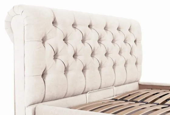 Кровать Двуспальная London Comfort 160 х 200 см Мисти Milk С подъемным механизмом и нишей для белья Бежевый Киев