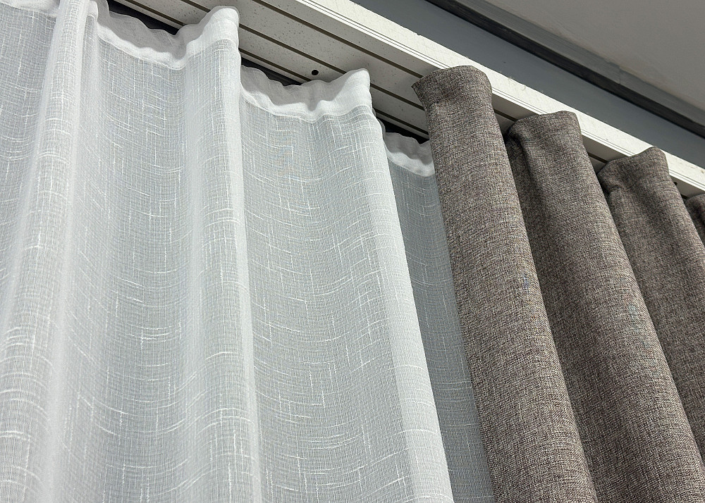 Комплект штор VR-Textil Лен Мешковина 200х270 2шт и Тюль 500х270 1769-115т Серый с белым 71-029/6 Киев - изображение 8