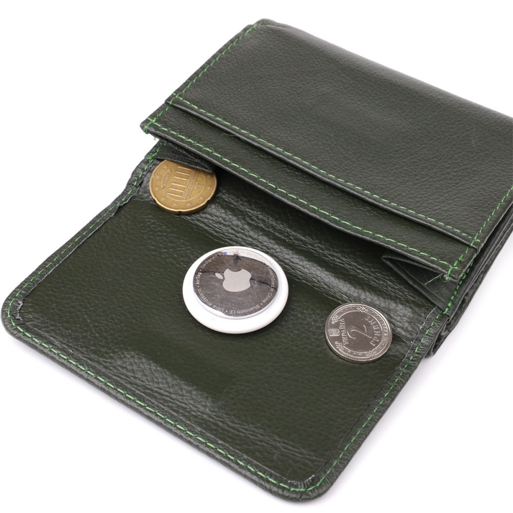 Маленький гаманець зручного формату із натуральної шкіри ST Leather 23076 Зелений Київ - фото 4