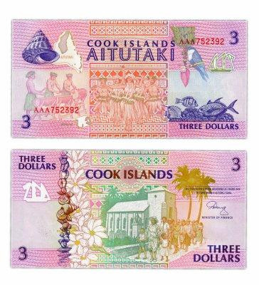 Cook Islands Острови Кука - 3 Dollars 1992 UNC Pick 7 Полтава - фото 1