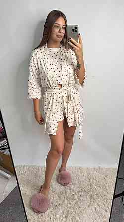 Халат жіночий для дому з трикотажу Червоні серця XS/S Харків