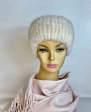 Норковая повязка на голову женская Молочный Харьков