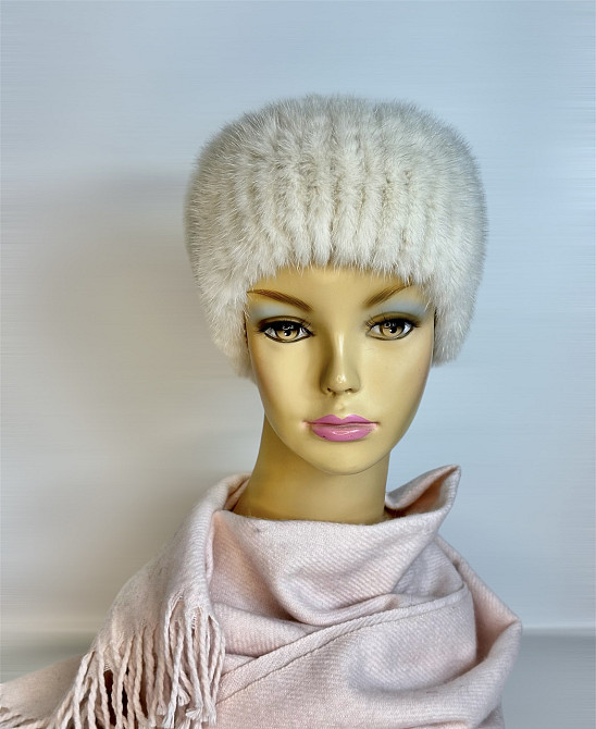 Норковая повязка на голову женская Молочный Харьков - изображение 1