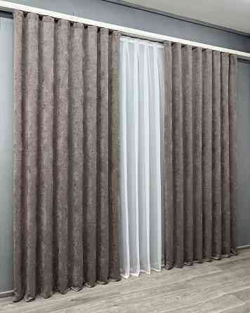 Комплект готових штор VR-Textil Шеніл преміум VELMIRA Rich № 1924ш Капучино 150х290 см 2 шт (33-0990) Київ