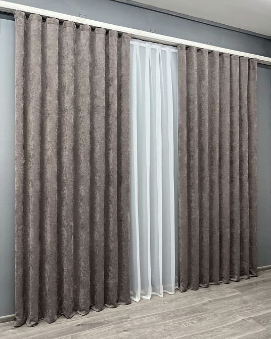 Комплект готовых штор VR-Textil Шенилл премиум VELMIRA Rich № 1924ш Капучино 150х290 см 2 шт (33-0990) Киев - изображение 4