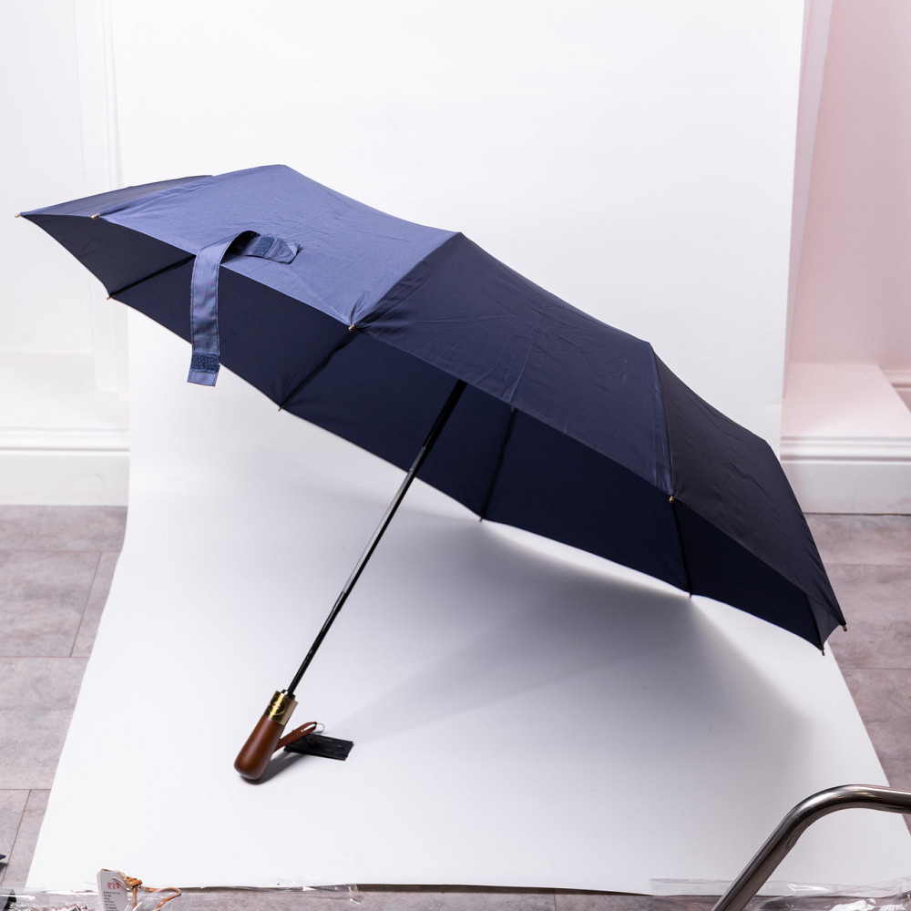 Парасолька автоматична з дерев'яною ручкою класична з поліестеру діаметр 116 см Синя HP-23-8BL Коломыя - изображение 2