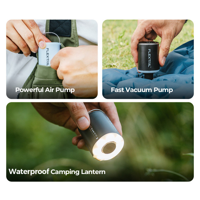 Кемпінговий насос-ліхтар Flextail Tiny Pump 2X з насадками (Помаранчевий) Вінниця - фото 4