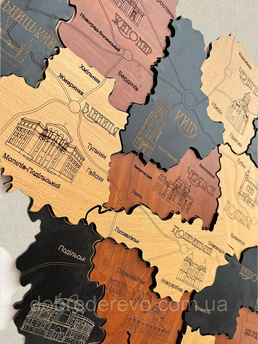 Дерев'яна карта України "Бандерывська" 100х70 Вижниця - фото 5