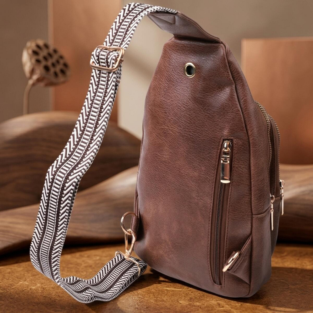 Модная женская сумка с одной лямкой через плечо из экокожи Vintage 22760 Коричневый Киев - изображение 14