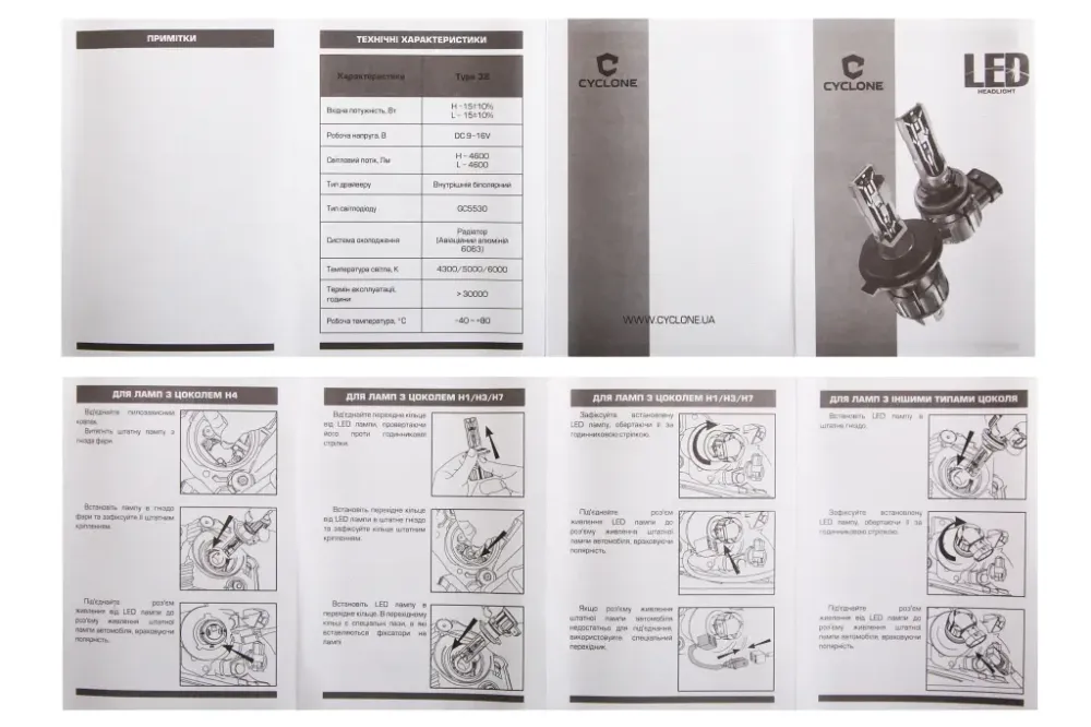 Лампа диодна H3 12В 4800m/6000K/15Вт/6GC5530 Cyclone як галогована Вінниця - фото 3