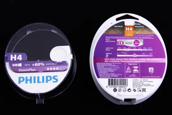 Лампа галогенная 12В  H4/P43t Philips 60/55  +60% Vision Plus (2 шт.) Винница