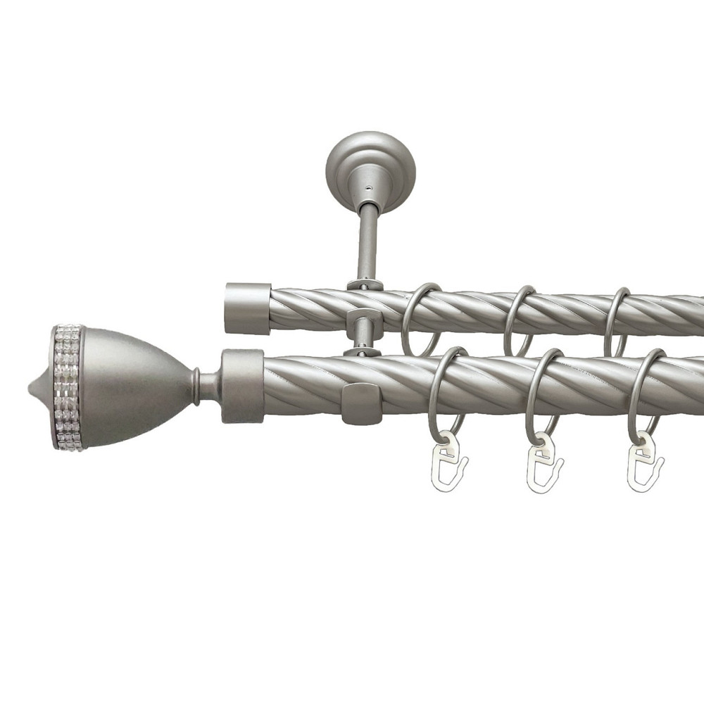 Карниз Orvit Етернія металевий дворядний відкритий скручена труба кільце металеве Сатин 25\19 мм 240 см Львов - изображение 1