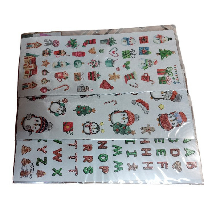 Яркие наклейки для новогодней упаковки 6 листов Crelando one size разноцветный Киев - изображение 2