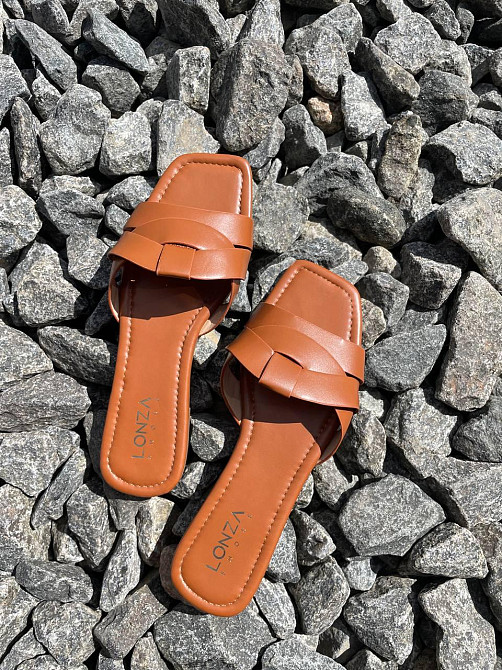 Lonza Зручні шльопанці жіночі літні коричневі на плоскій підошві штучна шкіра LONZA G1-11A р. 3 Коломыя - изображение 1