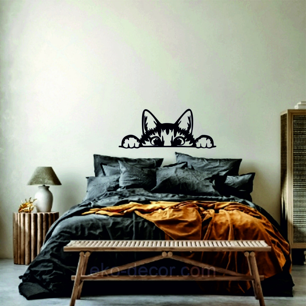 Декоративное настенное 3D Панно «Кот» Декор на стену с объемом (цена за 1 шт) 70*28 см, Черный Киев - изображение 3