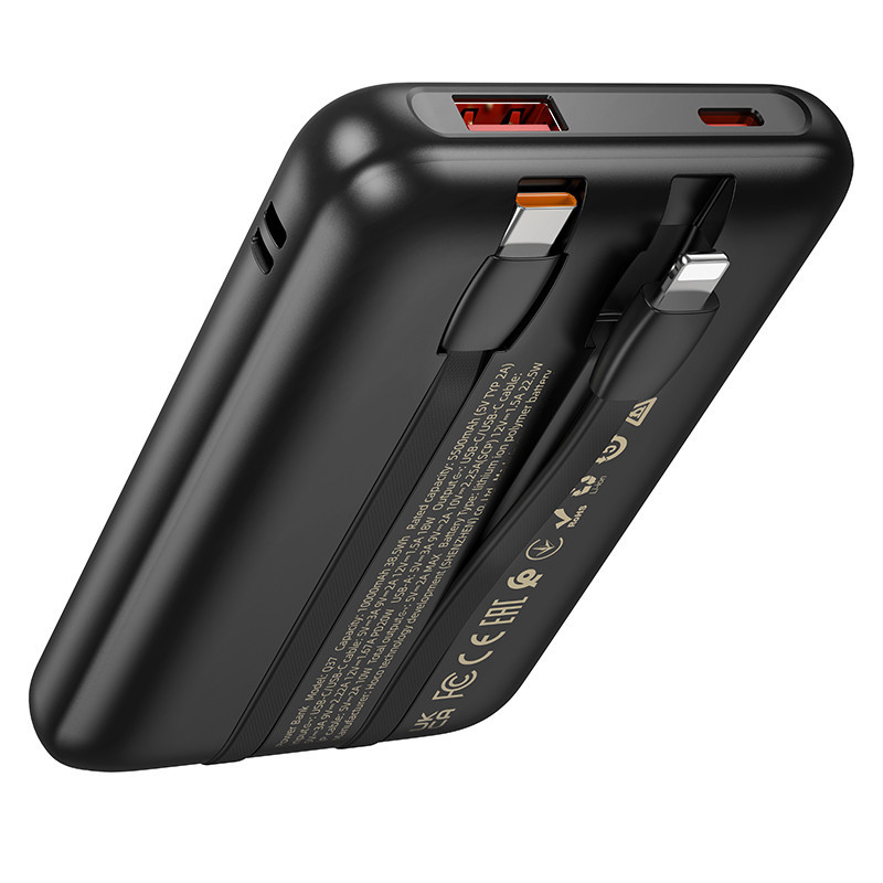 Павербанк 10000 mAh HOCO Q37 Graceful 22.5W+PD20W быстрая зарядка 2 кабеля черный power bank повербанк Одесса - изображение 16